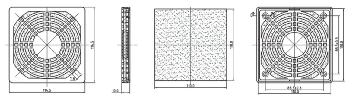 Filter 110 - mounting dimensions