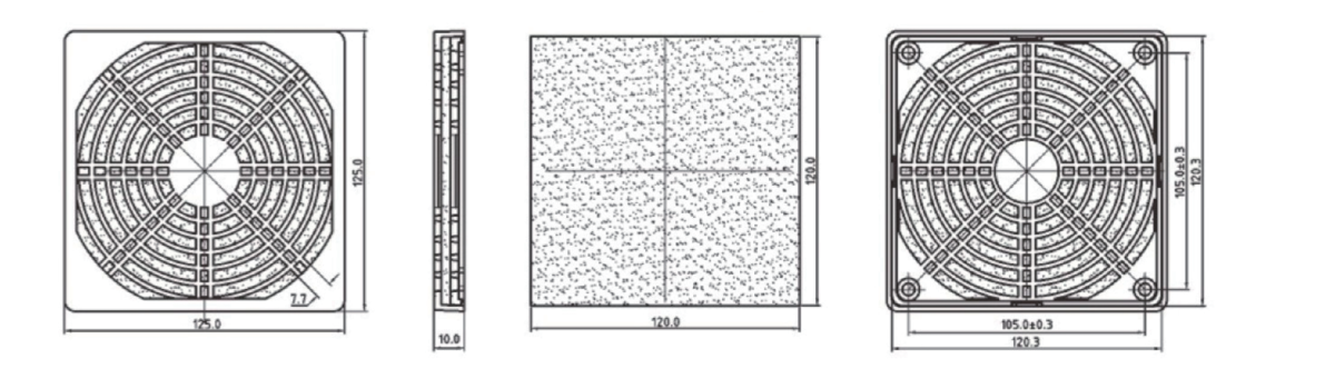 Filter 120 - mounting dimensions