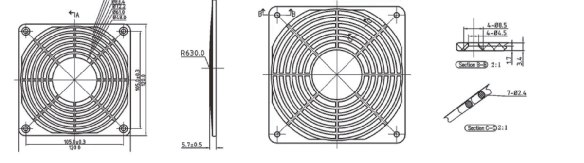 Filter 120D - mounting dimensions