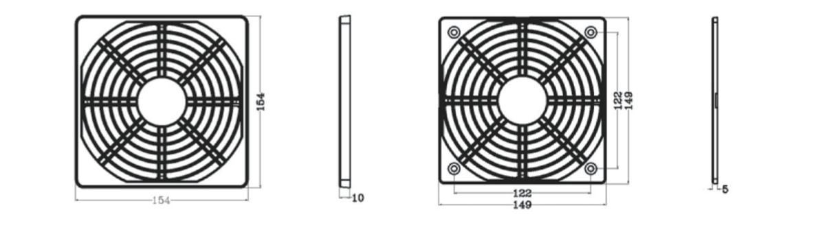 Filter 150 - mounting dimensions