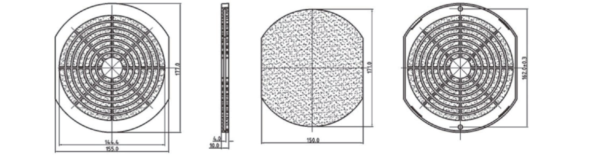 Filter 172 - mounting dimensions
