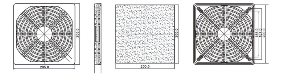 Filter 180 - mounting dimensions