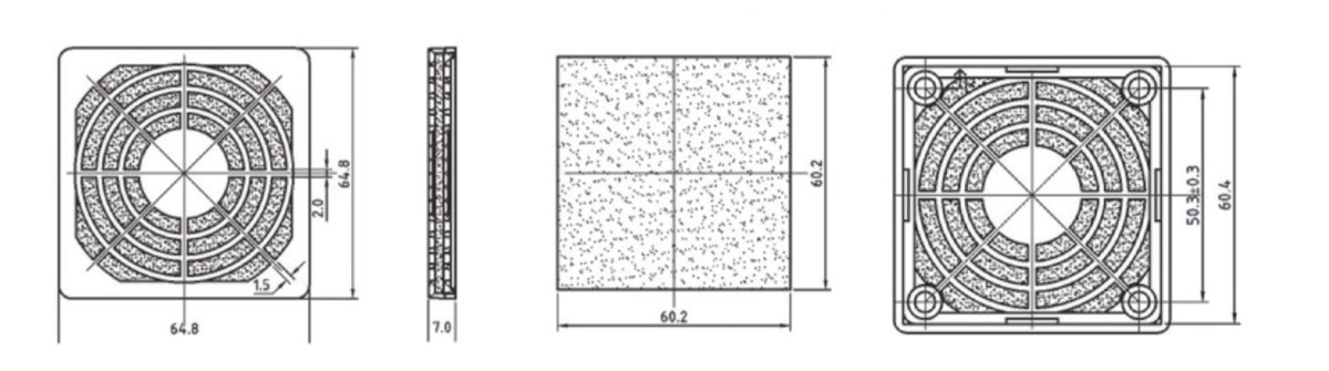 Filter 60 - mounting dimensions