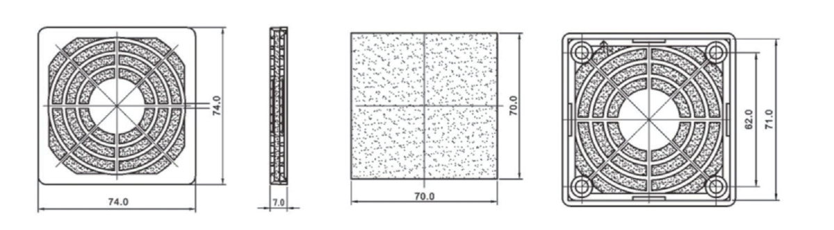 Filter 70 - mounting dimensions
