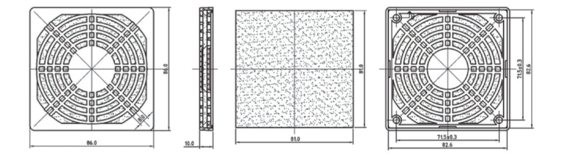 Filter 80 - mounting dimensions