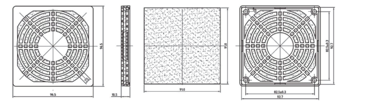 Filter 92 - mounting dimensions